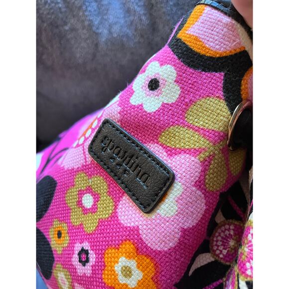 Spartina 449 Sirena Shoulder Purse Tote Handbag Pink Floral Linen & Leather - Picture 8 of 8